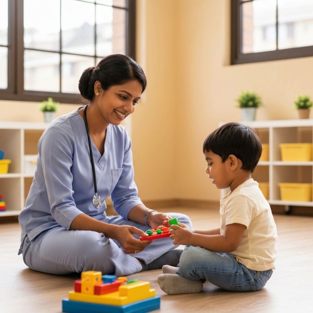 Therapist working with patient with developmental disabilities